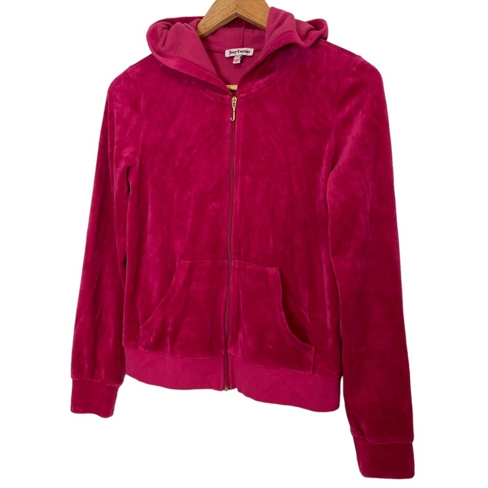 RARE Juicy Couture Vintage Velour Full Zip Hoodie track Jacket Y2K Spell out M - Picture 8 of 10
